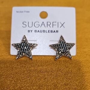 SUGARFIX by BaubleBar Gold Tone Starry Night Stud Earrings Gray Crystal NWT
